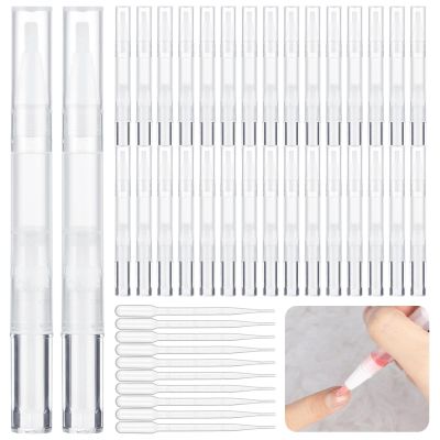 Empty Nail Oil Pens, 50 Pieces 3 Ml Transparent Twist Pens With Brush Tips, Cosmetic Lip Gloss Containers, Eyelash Growth Liquid Tubes With 10 Droppers