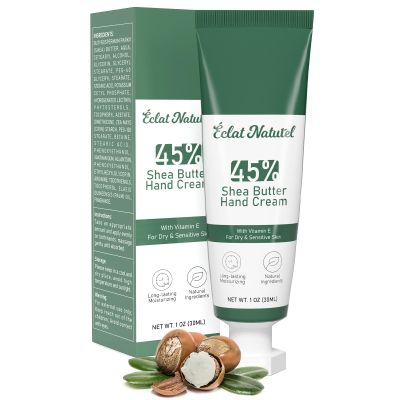CLAT NATUREL Shea Butter Hand Cream, Made with 45% Shea Butter and Vitamin E Hand Moisturizer, Deep Moisturizing Dry Hands, Mini Hand Lotion Travel Size, 1 Fl Oz (Pack of 1)