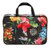CONAIR Travel Toiletry Bag with Handles, Travel Makeup Bag, 2 Clear Zippered Compartments, 2 Flat-Zip Pockets, and Removable Clear Plastic Pencil Case, Easy to Clean, 1 Count, Black Floral view 1