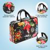 CONAIR Travel Toiletry Bag with Handles, Travel Makeup Bag, 2 Clear Zippered Compartments, 2 Flat-Zip Pockets, and Removable Clear Plastic Pencil Case, Easy to Clean, 1 Count, Black Floral view 3