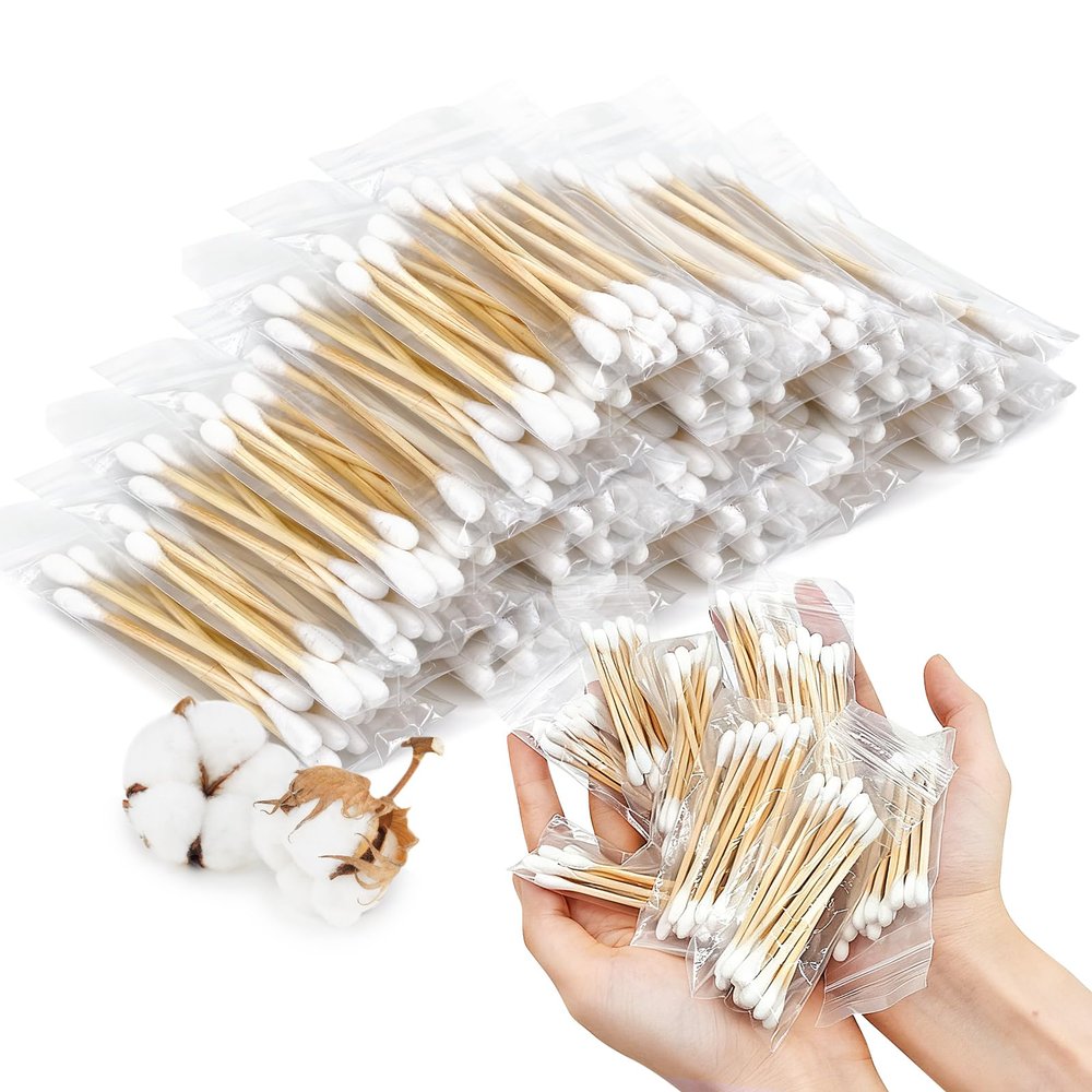 500 Pcs (50 Packs of 10) Travel Size Cotton Swabs Individually Wrapped Cotton Swabs for Ears,Double Tipped Ear Swabs,Round Tip Ear Sticks,Travel Ear Cleaning Cotton Buds for Hotel Makeup,Clean