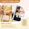 500 Pcs (50 Packs of 10) Travel Size Cotton Swabs Individually Wrapped Cotton Swabs for Ears,Double Tipped Ear Swabs,Round Tip Ear Sticks,Travel Ear Cleaning Cotton Buds for Hotel Makeup,Clean view 4