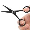 LIVINGO Sharp 4.5" Mustache Scissors, 3.5" Round Tip Nose Hair Scissors, Small Comb with Leather Pouch, Stainless Steel Grooming Facial Scissors Kit, Black view 4