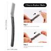 EROWZOLA Eyebrow Razor, Face Razors for Women and Men, Reusable Metal Handle with 6 Refill Blades, Eyebrow Trimmer with Precision Cover, Dermaplane Razor, Skin Care Tool - Black view 2
