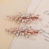 Teyglen Rhinestone Bridal Hair Clips Crystal Wedding Hair Barrette for Women Decorative Hair Accessories Jewelry Sparkly Crystal Hair Piece (Rose gold) view 1