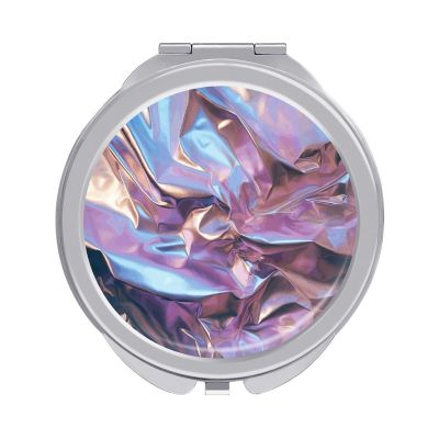 GFLFMXZW Silver Foil Picture Travel Makeup Mirror, 1x/2x Magnification, Portable Pocket Mirror for Purse Round Mini Cosmetic Compact Mirror Cute Handbag Mirror