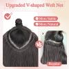 SEGO Pro One Pieces Clip in Hair Extensions Human Hair Upgraded V-Shaped 5 Clips in Hair Extensions Human Hair Long One Piece Hairpiece for Women,20 Inch,#1B Natural Black,70g view 4