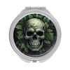 GFLFMXZW Skull and Green Leaves Travel Makeup Mirror, 1x/2x Magnification, Portable Pocket Mirror for Purse Round Mini Cosmetic Compact Mirror Cute Handbag Mirror view 1