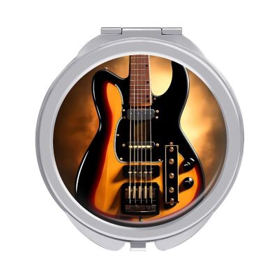 GFLFMXZW Instrumental Guitar Travel Makeup Mirror, 1x/2x Magnification, Portable Pocket Mirror for Purse Round Mini Cosmetic Compact Mirror Cute Handbag Mirror