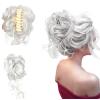 WTKYLMP Curly Bun Hair Claw Clips,Messy Bun Hair Piece,Tousled Updo Hair Bun Curly Clip,Wavy Curly Hair Wrap Ponytail,Synthetic Hairpieces Hair Scrunchies Chignon For Women Girls (Light gray) view 1