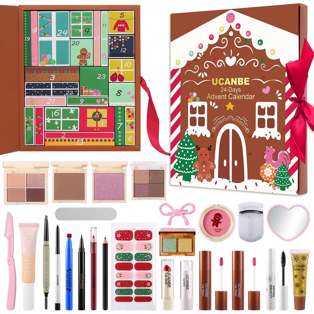 Makeup Advent Calendar 2025, 24 Days Christmas Gift Makeup Sets For Women, UCANBE 2025-2026 Xmas Countdown Calendar Full Makeup Kits Beauty Makeup & Cosmetic For Teens, Girls Gift