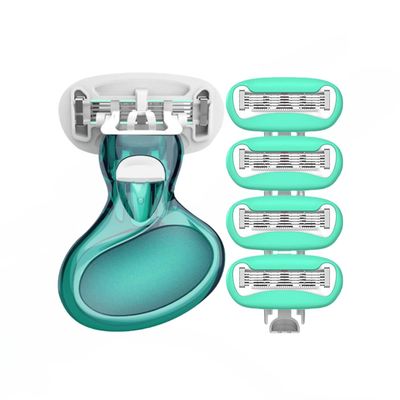 2024 New Women's Short Handle Razor with Five Blades, Can Remove Excess Body Hair From Arms, Legs, Underarms, Private Areas, Etc. Reusable, With Replaceable Razor Heads (H)