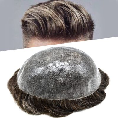 LYRICAL HAIR Toupee for Men Hair Replacement Systems Thin Skin Mens Toupee Full PU Injection Mens Human Hairpiece Male Prothesis Wig (7X9-#630 6# LIGHT BROWN+30% SYNTHETIC)
