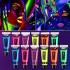 WYBLZPXZ 12 Pcs Glow in Dark Face Body Paint,Black Light Glow Makeup Set Neon Fluorescent,Glow Blacklight Body Face Paint Set Face Painting for Music Festivals Party Halloween view 1