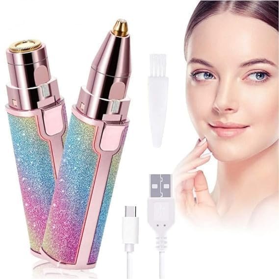 Eyebrow Trimmer & Facial Hair Remover for Women - Electric Epilator with LED Lights for Precision Hair Removal (Multicolor)