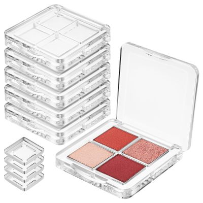 Beaupretty 6 Pcs Empty Eyeshadow Palettes Transparent Square Makeup Organizer Box Compact Plastic Container for Custom Eyeshadow Storage and Travel