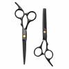11-piece black stainless steel hairdressing scissors Flat cut bangs thin broken hair teeth scissors professional 6.0 Overall Length - Fine Adjustment Tension Screw - Premium Shears for Hair Cutting view 2