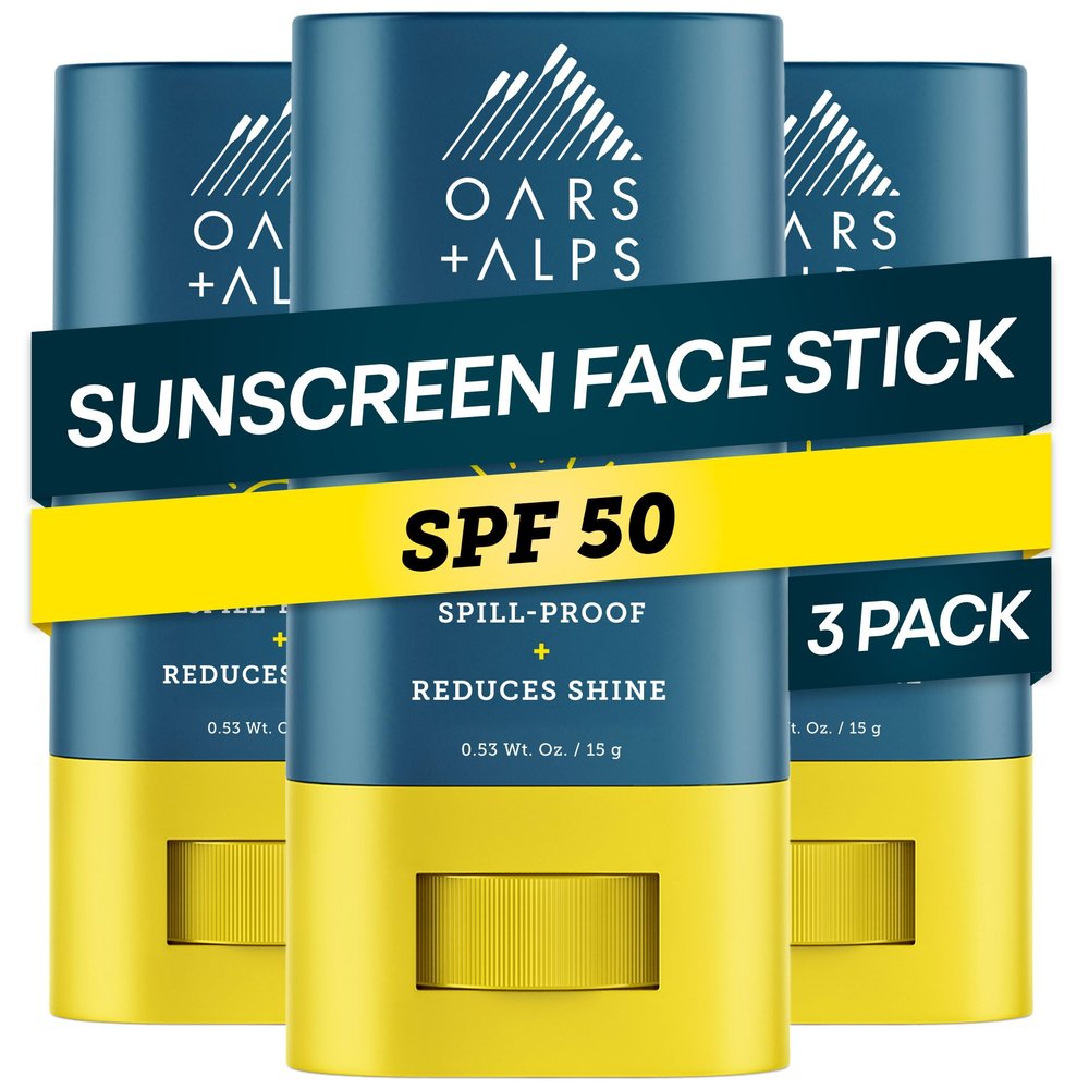 Oars + Alps SPF 50 Matte Face Sunscreen Stick, Derm Tested, 3pk, .53oz