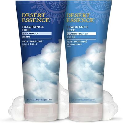 Desert Essence Fragrance Free Shampoo & Conditioner Bundle - 8 Fl Ounce - Pure - Vitamin B5 - Green Tea - Softer, Shinier & More Manageable - Aloe Vera - Unscented