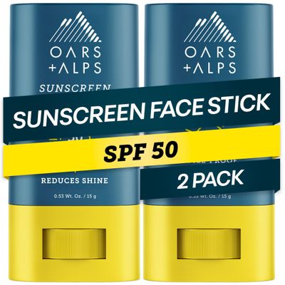 Oars + Alps SPF 50 Matte Face Sunscreen Stick, Derm Tested, 2pk, .53oz