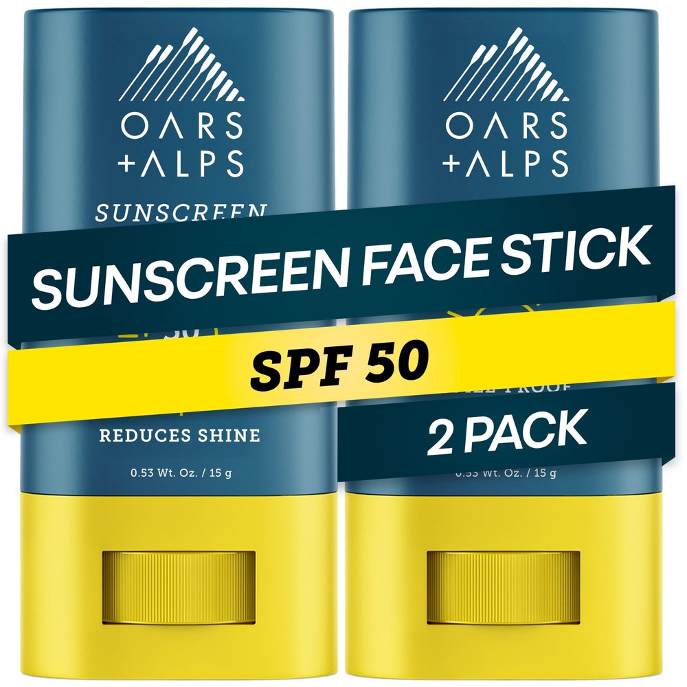 Oars + Alps SPF 50 Matte Face Sunscreen Stick, Derm Tested, 2pk, .53oz