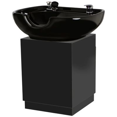 Buy-Rite Bali Head Spa Pedestal Shampoo Unit - Black Porcelain Bowl, Padded Headrest, Extendable Hose, Vacuum Breaker, Fits Most Chairs, Professional Salon Backwash, BR-BALIHEADSPAPEDESTAL