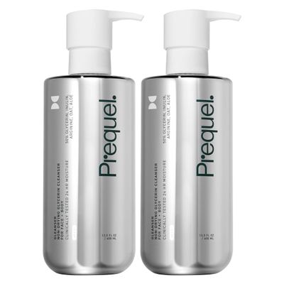 Prequel Gleanser, Moisturizing Glycerin Face Wash, Unscented Cleanser for Sensitive and Dry Skin, 6.75 fl oz Pump Bottle (Pack of 2)