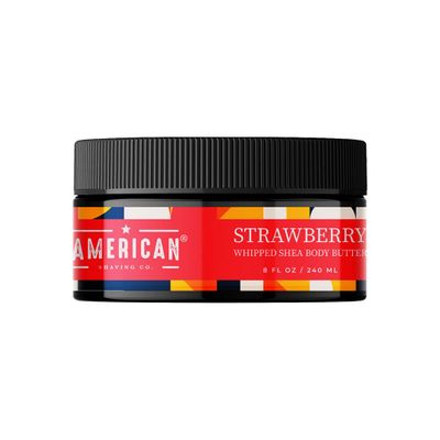 American Shaving Co. WilderFlow Whipped Shea Body Butter 8 Oz, Made in USA, Gentle Formula, Quality Potent Ingredients, Non-GMO, GMP Certified, Cruelty-Free Products (8 oz, Strawberry)