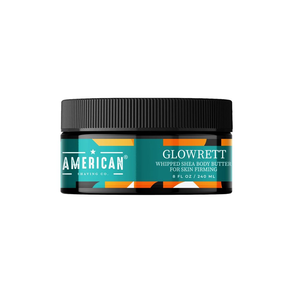 American Shaving Co. WilderFlow Whipped Shea Body Butter 8 Oz, Made in USA, Gentle Formula, Quality Potent Ingredients, Non-GMO, GMP Certified, Cruelty-Free Products (8 oz, Glowrett)