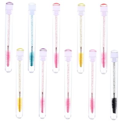 WOONEKY 10pcs Eyelash Applicator Tube Random Pattern Spiral Mascara Wands Portable Eyebrow Brush for Storage