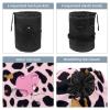 2PCS Art Leopard Print-254 Travel Cosmetic Bag Makeup Organizer: Stylish Bathroom Cases with Drawstring, Cylindrical & Small Toiletry Bag view 3