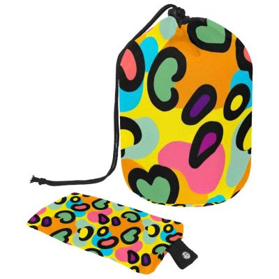 2PCS Leopard-355 Travel Cosmetic Bag Makeup Organizer, Drawstring Bathroom Cases - Cylindrical & Small Toiletry Bag