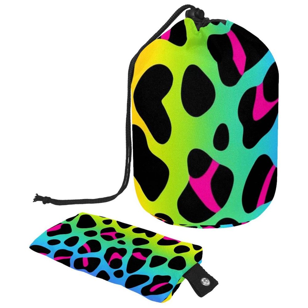 2PCS Colorful Leopard Design-361 Travel Cosmetic Bag Makeup Organizer Bag Bathroom Cases Toiletry Bag with Drawstring (Cylindrical bag and small bag)