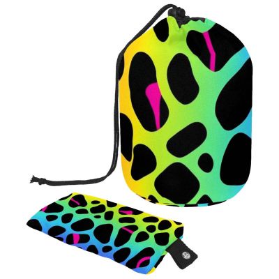 2PCS Colorful Leopard Design-343 Travel Cosmetic Bag Makeup Organizer, Drawstring Bathroom Cases - Cylindrical & Small Toiletry Bag