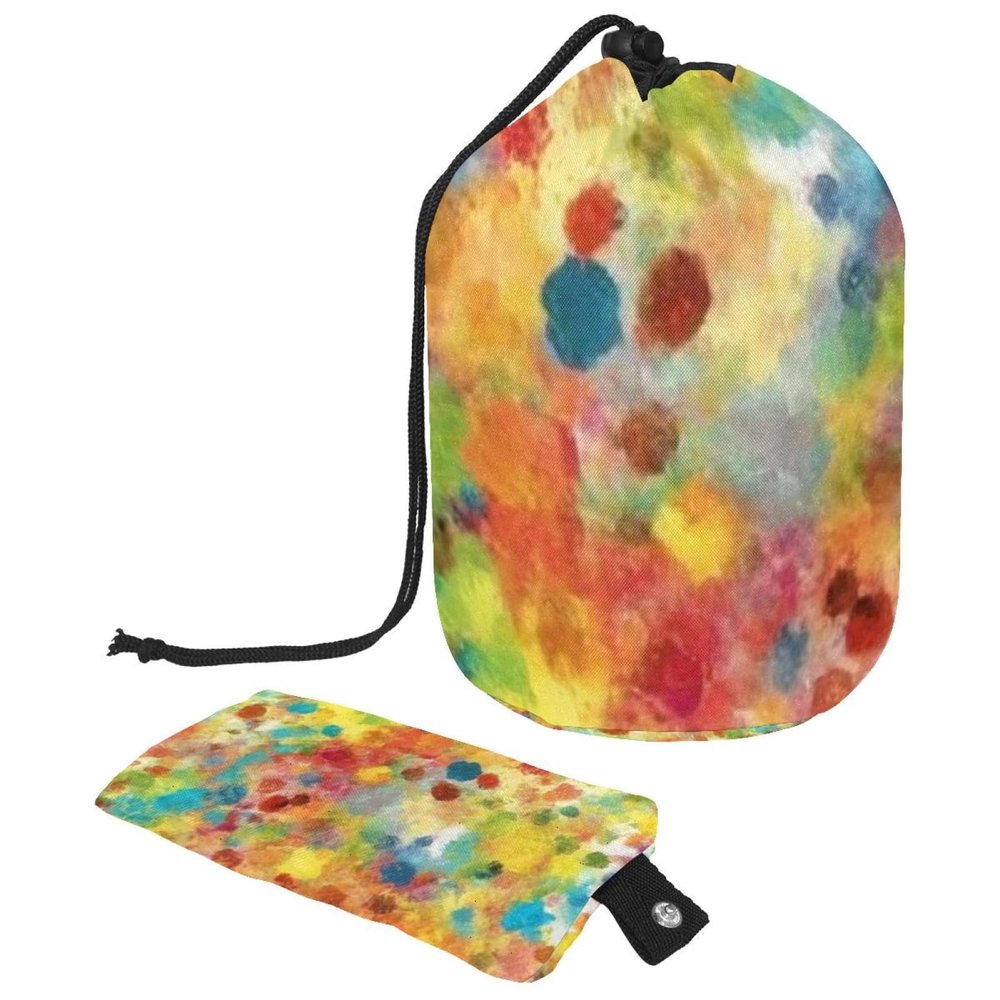 2PCS Tie Dyeing Art-137 Travel Cosmetic Bag Makeup Organizer Bag Bathroom Cases Toiletry Bag with Drawstring (Cylindrical bag and small bag)