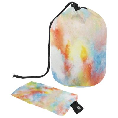 2PCS Aesthetic Tie Dyeing-197 Travel Cosmetic Bag Makeup Organizer Bag Bathroom Cases Toiletry Bag with Drawstring (Cylindrical bag and small bag)