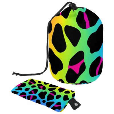 2PCS Colorful Leopard Design-344 Travel Cosmetic Bag: Your Ultimate Makeup Organizer & Bathroom Cases - With Drawstring, Cylindrical & Small Toiletry Bag