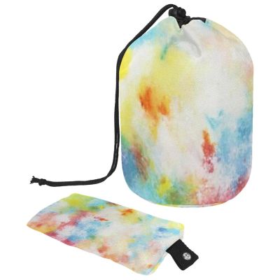 2PCS Tie Dyeing Art-171 Travel Cosmetic Bag Makeup Organizer, Drawstring Bathroom Cases - Cylindrical & Small Toiletry Bag