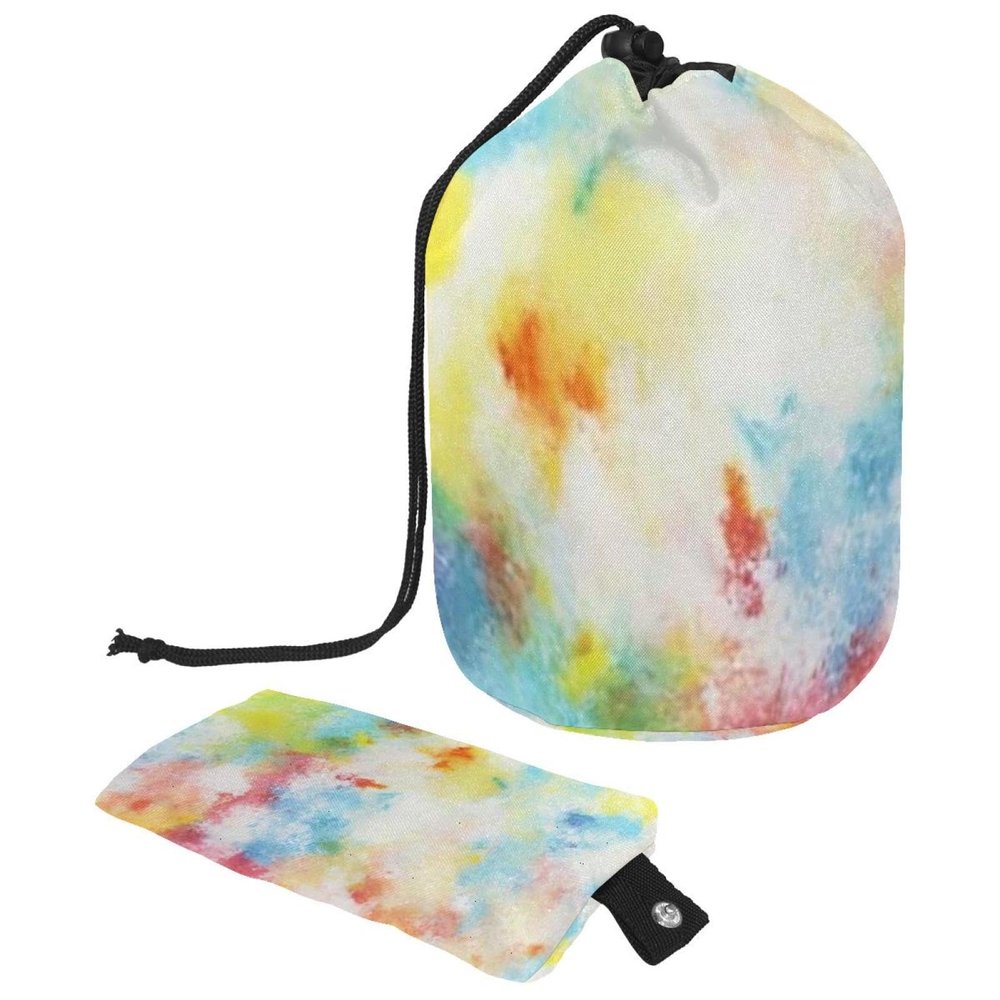 2PCS Tie Dyeing Art-171 Travel Cosmetic Bag Makeup Organizer, Drawstring Bathroom Cases - Cylindrical & Small Toiletry Bag