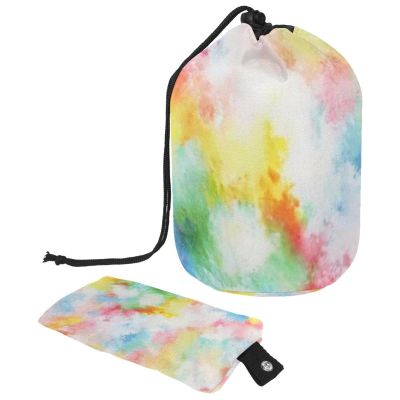 2PCS Aesthetic Tie Dyeing-221 Travel Cosmetic Bag Makeup Organizer Bag Bathroom Cases Toiletry Bag with Drawstring (Cylindrical bag and small bag)