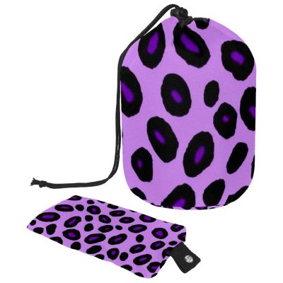 2PCS Colorful Leopard Design-366 Travel Cosmetic Bag Makeup Organizer: Stylish Bathroom Cases with Drawstring, Cylindrical & Small Toiletry Bag