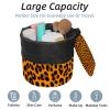 2PCS Art Leopard Print-334 Travel Cosmetic Bag Makeup Organizer: Stylish Bathroom Cases with Drawstring, Cylindrical & Small Toiletry Bag view 2