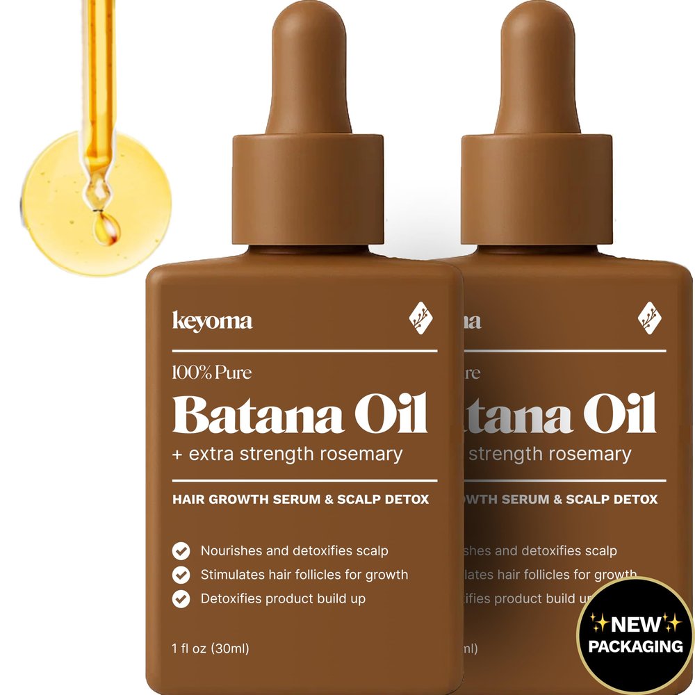 Keyoma Batana Oil for Hair Growth with Rosemary: Nourish & Detox Scalp for Thicker, Stronger, Longer Hair - 100% Organic Batana Oil from Honduras - Reduce Hair Loss (60 mL)