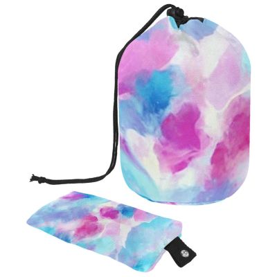 2PCS Colorful Tie Dyeing-65 Travel Cosmetic Bag Makeup Organizer Bag Bathroom Cases Toiletry Bag with Drawstring (Cylindrical bag and small bag)