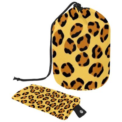 2PCS Art Leopard Print-281 Travel Cosmetic Bag Makeup Organizer Bag Bathroom Cases Toiletry Bag with Drawstring (Cylindrical bag and small bag)