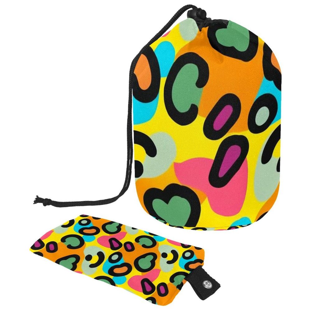 2PCS Leopard-363 Travel Cosmetic Bag Makeup Organizer, Drawstring Bathroom Cases - Cylindrical & Small Toiletry Bag