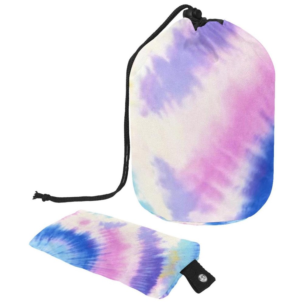 2PCS Tie Dyeing Art-153 Travel Cosmetic Bag Makeup Organizer Bag Bathroom Cases Toiletry Bag with Drawstring (Cylindrical bag and small bag)