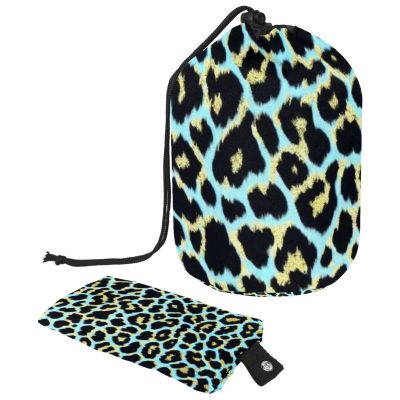 2PCS Colored Leopard Print-245 Travel Cosmetic Bag Makeup Organizer Bag Bathroom Cases Toiletry Bag with Drawstring (Cylindrical bag and small bag)