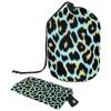 2PCS Colored Leopard Print-245 Travel Cosmetic Bag Makeup Organizer Bag Bathroom Cases Toiletry Bag with Drawstring (Cylindrical bag and small bag) view 1