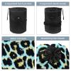 2PCS Colored Leopard Print-245 Travel Cosmetic Bag Makeup Organizer Bag Bathroom Cases Toiletry Bag with Drawstring (Cylindrical bag and small bag) view 3